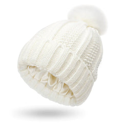 Satin Lined Knit Beanie Hat