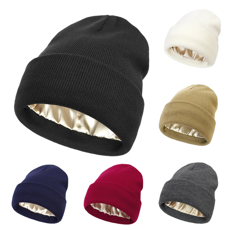 Satin Lined Anti Static Warm Wool Beanie Hat