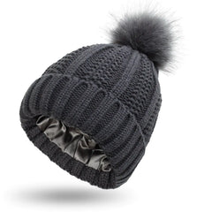 Satin Lined Knit Beanie Hat