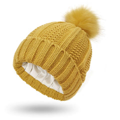 Satin Lined Knit Beanie Hat