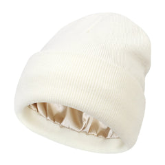 Satin Lined Anti Static Warm Wool Beanie Hat