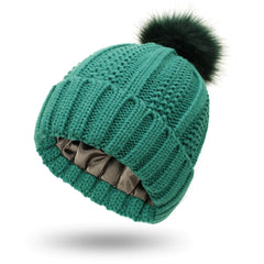 Satin Lined Knit Beanie Hat