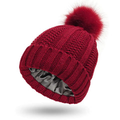 Satin Lined Knit Beanie Hat