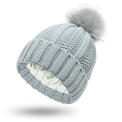 Satin Lined Knit Beanie Hat