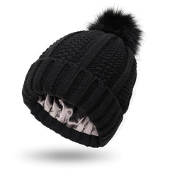 Satin Lined Knit Beanie Hat